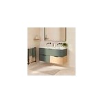 Ensemble meubles de salle de bains kentia l. 120 cm vert for�t et effet ch�ne avec plan double vasque ...