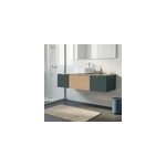 Ensemble meubles de salle de bains kentia l. 140 cm vert for�t et effet ch�ne avec plan de toilette cad�lia ...