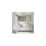 Ensemble meubles de salle de bains kentia l. 220 cm beige cachemire et blanc mat avec plan de toilette ...