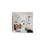 Ensemble meubles de salle de bains kentia l. 80 cm effet noyer avec plan de toilette cadlia effet marbre ...