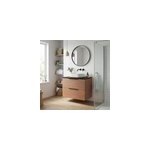 Ensemble meubles de salle de bains kentia l. 80 cm effet noyer avec plan de toilette cad�lia effet marbre ...
