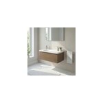 Ensemble meubles de salle de bains kentia l. 80 cm effet noyer avec plan vasque kentia