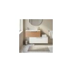 Ensemble meubles de salle de bains kentia effet noyer et blanc mat avec plan vasque l. 80 cm kentia