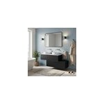 Ensemble meubles de salle de bains kentia noir mat avec plan de toilette cad�lia effet marbre blanc