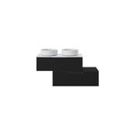 Ensemble meubles de salle de bains kentia noir mat avec plan de toilette cadlia effet marbre blanc