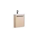 Meuble vasque d'angle compact suspendu effet chne + plan vasque blanc en rsine, homesight skino