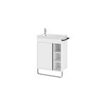 Meuble vasque faible profondeur blanc avec porte - serviettes l. 65 x h. 82 x p. 36 cm + plan vasque ...
