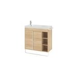 Meuble vasque faible profondeur effet bois avec porte - serviettes l. 85 x h. 82 x p. 36 cm + plan vasque ...