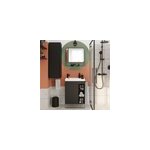 Ensemble meuble vasque faible profondeur noir avec porte - serviettes l. 65 x h. 82 x p. 36 cm + plan ...