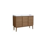 Ensemble meuble sous vasque placage bois kabayan + plan double vasque c�ramique blanc lana l. 120 cm