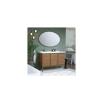 Ensemble meuble sous vasque placage bois kabayan + plan double vasque cramique blanc lana l. 120 cm