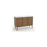Ensemble meuble sous vasque placage bois kabayan + plan double vasque c�ramique blanc nira l. 120 cm