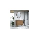 Ensemble meuble sous vasque placage bois kabayan + plan vasque rsine blanc mila l. 80 cm