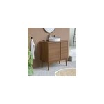 Ensemble meuble sous vasque + plan de toilette placage bois kabayan l. 80 cm