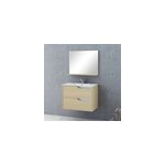 Ensemble meuble vasque effet bois 2 tiroirs l. 80 cm + plan vasque blanc résine + miroir, tolima Ensemble meuble vasque effet bois 2 tiroirs l. 80 cm + plan vasque blanc résine + miroir, tolima