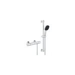Ensemble mitigeur de douche thermostatique + douchette + flexible et barre, chrome, grohe trend