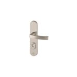 Ensemble poignée de porte blindée sur plaque standard essential bricard entraxe 195mm brossé gris Ensemble poignée de porte blindée sur plaque standard essential bricard entraxe 195mm brossé gris