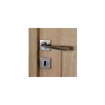 Ensemble poigne de porte sur rosace pyramide  visser gentilly chrisligne nickel mat argent 50mm
