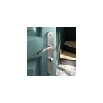 Ensemble poigne sur plaque rond  condamnation goodhome beare effet nickel satin gris l. 110. 5mm x ...