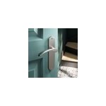 Ensemble poigne sur plaque rond goodhome beare effet nickel satin gris l. 110. 5mm x l. 40mm entraxe ...