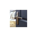 Ensemble poign�e sur plaque rond goodhome keri effet nickel satin gris l. 140mm x l. 42mm entraxe 165 ...