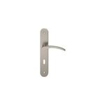 Ensemble poigne sur plaque rond serrure goodhome beare effet nickel satin gris l. 110. 5mm x l. 40mm ...