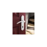 Ensemble poigne sur plaque rond serrure goodhome beare mat blanc l. 110. 5mm x l. 40mm entraxe 165mm ...