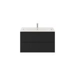 Meuble vasque suspendu noir mat l. 100 cm imandra + plan vasque blanc céramique nira, goodhome Meuble vasque suspendu noir mat l. 100 cm imandra + plan vasque blanc céramique nira, goodhome