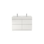Meuble vasque  poser blanc brillant l. 120 cm imandra + plan double vasque blanc cramique nira, goodhome ...