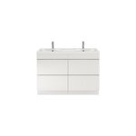 Meuble vasque � poser blanc brillant l. 120 cm imandra + plan double vasque blanc r�sine, goodhome
