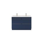 Meuble vasque  poser bleu nuit mat l. 120 cm imandra + plan double vasque blanc cramique nira, goodhome ...