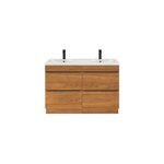 Meuble vasque � poser effet noyer l. 120 cm imandra + plan vasque blanc r�sine mila, goodhome