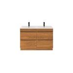 Meuble vasque  poser effet noyer l. 120 cm imandra + plan double vasque blanc cramique nira, goodhome ...