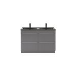 Meuble vasque  poser gris brillant l. 120 cm imandra + plan double vasque noir cramique nira, goodhome ...