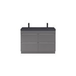 Meuble vasque  poser gris brillant l. 120 cm imandra + plan double vasque noir rsine mila, goodhome ...