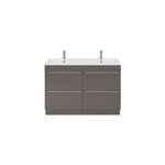 Meuble vasque  poser gris taupe brillant l. 120 cm imandra + plan double vasque blanc rsine mila, goodhome ...