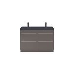 Meuble vasque  poser gris taupe brillant l. 120 cm imandra + plan double vasque noir rsine mila, goodhome ...