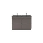 Meuble vasque  poser gris taupe brillant l. 120 cm imandra + plan vasque noir cramique nira, goodhome ...