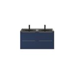Meuble vasque suspendu bleu nuit mat l. 120 cm imandra + plan double vasque noir cramique nira, goodhome ...
