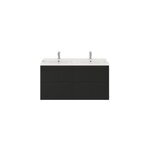 Meuble vasque suspendu noir mat l. 120 cm imandra + plan double vasque blanc cramique nira, goodhome ...