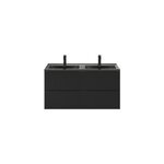 Meuble vasque suspendu noir mat l. 120 cm imandra + plan double vasque noir cramique nira, goodhome