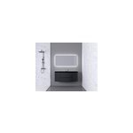 Ensemble salle de bains l. 138 cm meuble sous vasque graphite mat + plan vasque central verre noir mat ... Ensemble salle de bains l. 138 cm meuble sous vasque graphite mat + plan vasque central verre noir mat ...