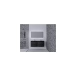 Ensemble salle de bains l. 138 cm meuble sous vasque graphite mat + plan double vasque verre noir mat ...