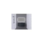 Ensemble salle de bains l. 138 cm meuble sous vasque gris anthracite brillant + plan vasque central verre ... Ensemble salle de bains l. 138 cm meuble sous vasque gris anthracite brillant + plan vasque central verre ...