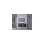 Ensemble salle de bains l. 138 cm meuble sous vasque gris anthracite brillant + plan double vasque verre ...