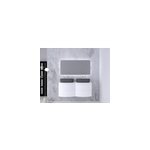 Ensemble salle de bains l. 138 cm meuble sous vasque + plan de toilette double blanc brillant vague Ensemble salle de bains l. 138 cm meuble sous vasque + plan de toilette double blanc brillant vague