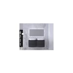 Ensemble salle de bains l. 138 cm meuble sous vasque + plan de toilette double graphite mat vague Ensemble salle de bains l. 138 cm meuble sous vasque + plan de toilette double graphite mat vague