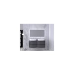 Ensemble salle de bains l. 138 cm meuble sous vasque + plan de toilette double gris anthracite brillant ... Ensemble salle de bains l. 138 cm meuble sous vasque + plan de toilette double gris anthracite brillant ...
