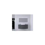 Ensemble salle de bains l. 138 cm meuble sous vasque + plan de toilette gris anthracite brillant vague ...