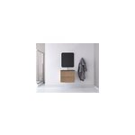 Ensemble salle de bains l. 70 cm meuble sous vasque effet bois + plan vasque verre noir mat vague